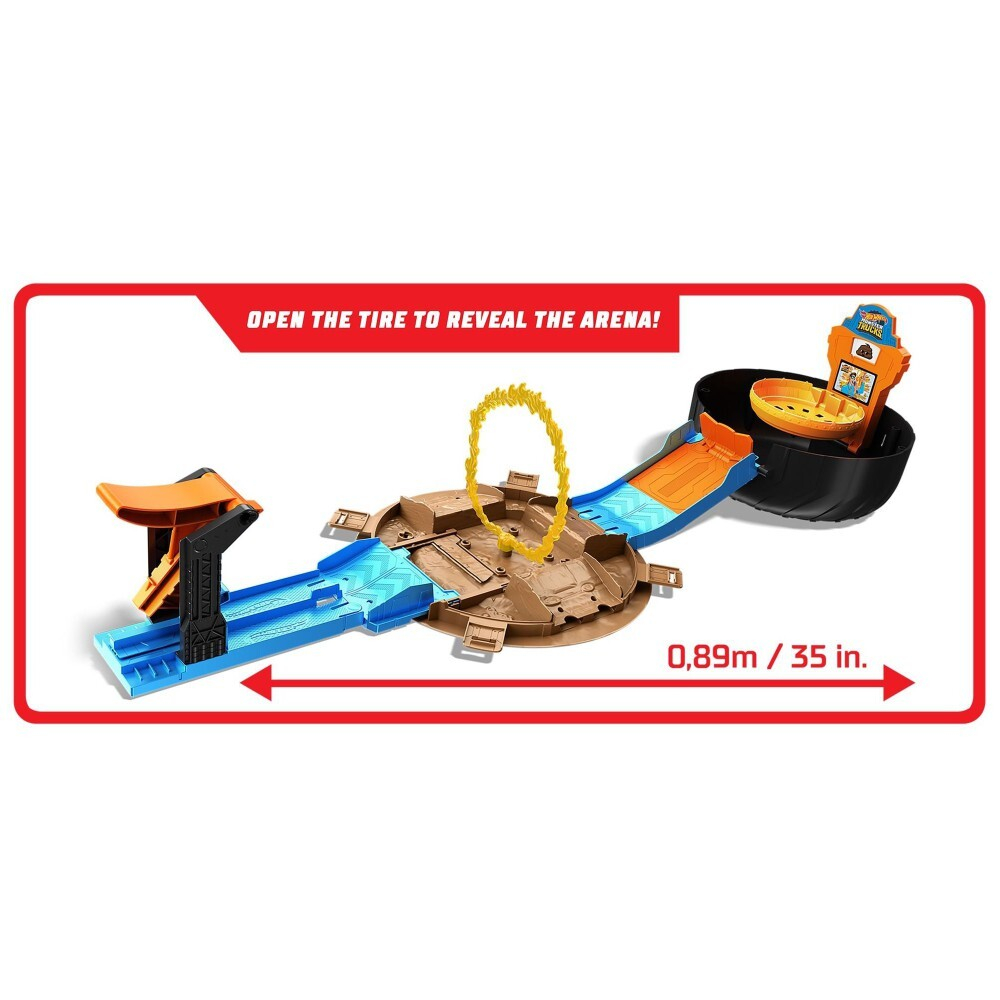 Hot Wheels Monster Trucks - Набор "Трюковая шинная арена" + 2 автомобиля GVK48 / артикул   GVK48  / GTIN 887961928433