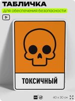 Табличка для обеспечения безопасности "Токсичный", для производства, предприятия, организаций, 40х30 см, Silver Plane x Айдентика Технолоджи