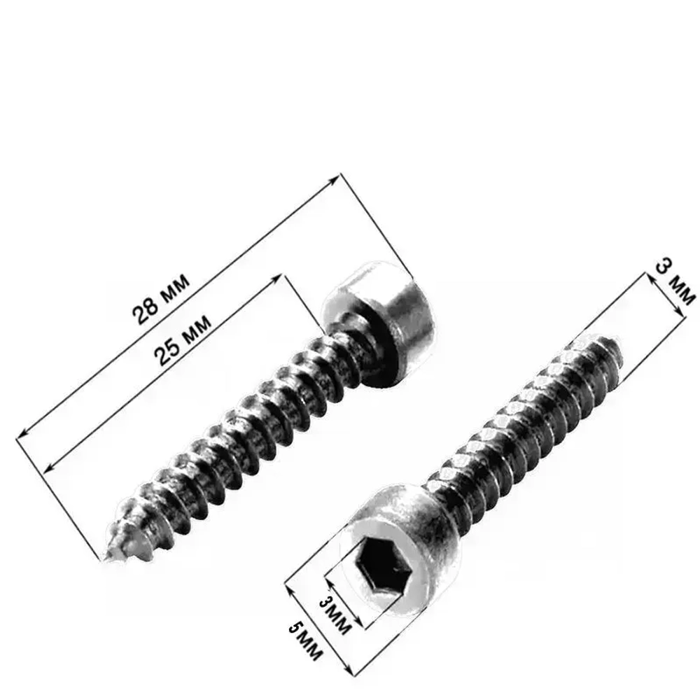 Саморезы под шестигранник, для динамиков, Винт саморез, 3 x 28mm 80 шт,Серебро