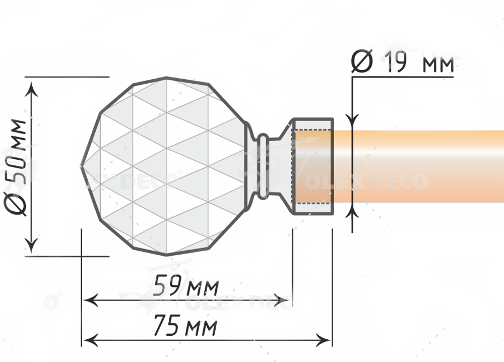 Наконечники металлические Морано d19 мм, цвет белое золото ампир