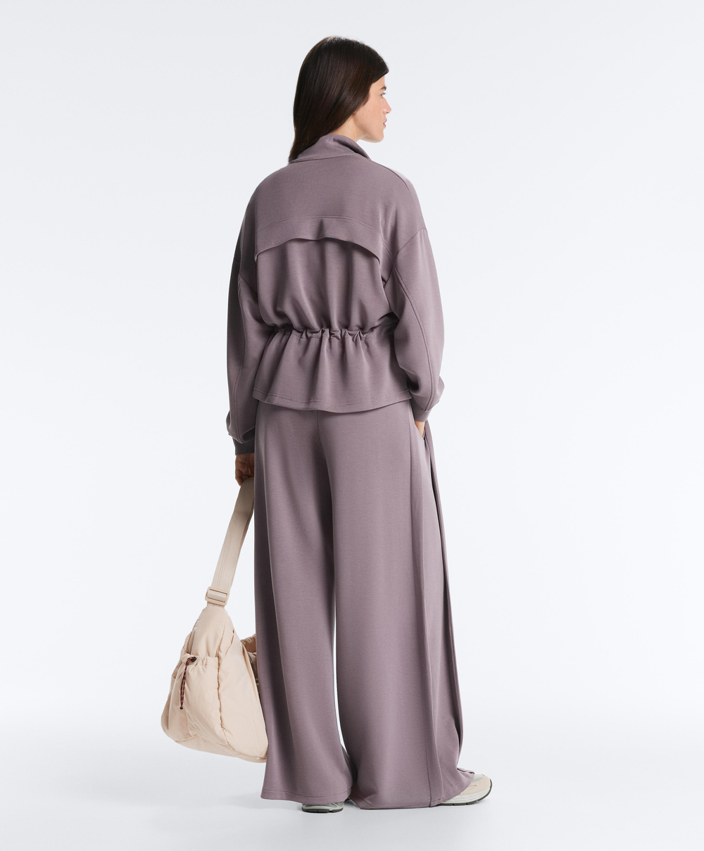 Oysho Мягкая куртка с регулируемой талией и высоким воротником, серо-сиреневый