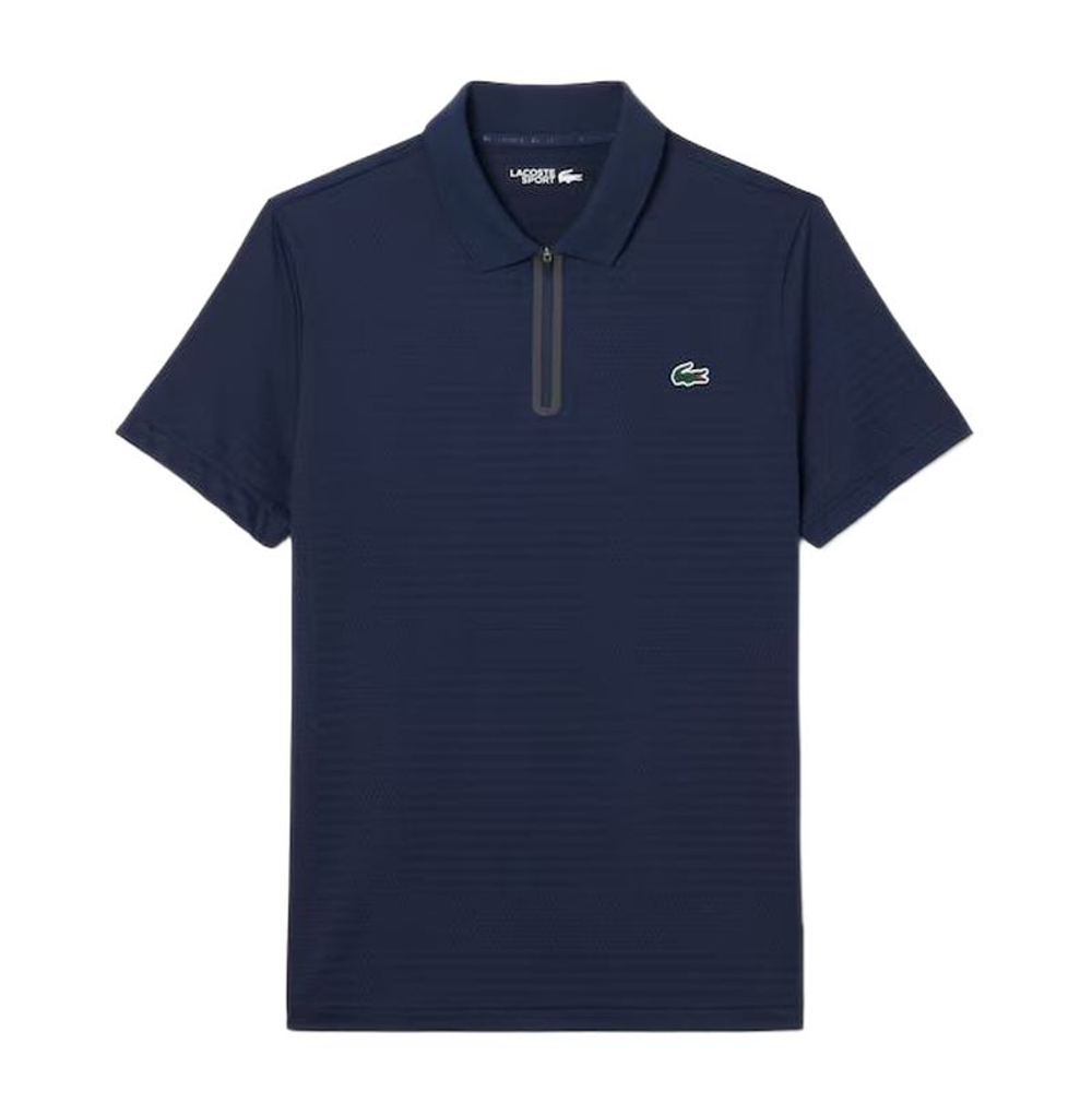 Мужское теннисное поло Lacoste Ultra Dry Stretch Jacquard Tennis - navy blue