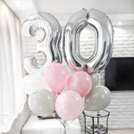 Воздушный шар (40''/102 см) Цифра, 0, Серебро