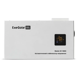 Стабилизатор напряжения настенный ExeGate Master AV-10000 (10000ВА, 140-260В, цветной дисплей, 5 уровней защиты, задержка, усиленный метал.корпус, клем.колодка+евророзетка, RTL)