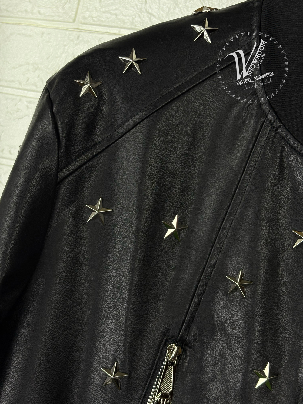 Кожаная куртка Philipp Plein с металлическими звёздами