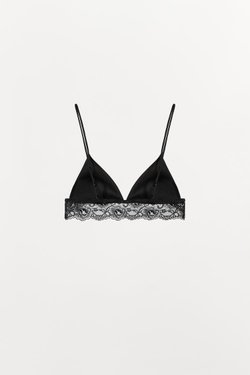 ZARA БРАЛЕТТ С ПОЛИАМИДНЫМ КРУЖЕВОМ, ЧЕРНЫЙ