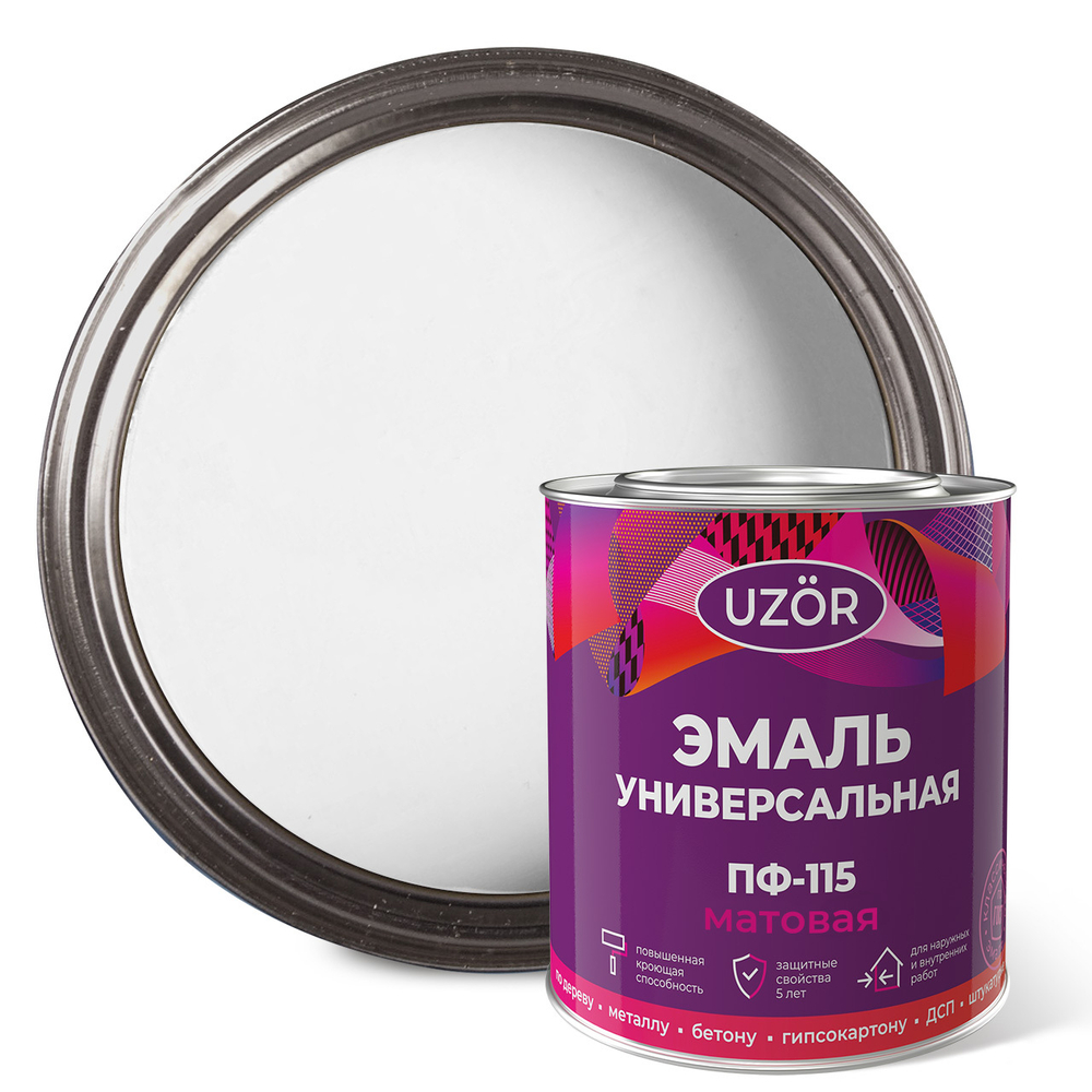 УЗОР  Эмаль ПФ-115 Белоснежная матовая 2,7кг ГОСТ 6465-76 (Сайвер)