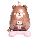 Шар Фольгированный Мишка розовый колпачок (Коричневый)