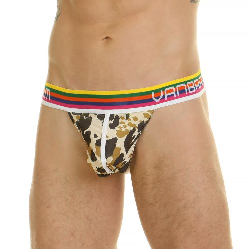 Мужские трусы тонги бежевые камуфляжные Van Baam 44741