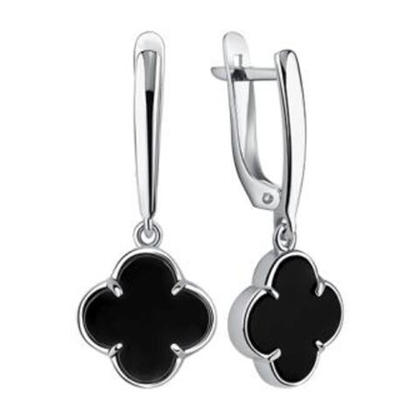 Серьги из серебра с ониксом