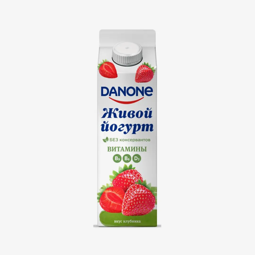 Живой йогурт Danone вкус клубники 850 гр