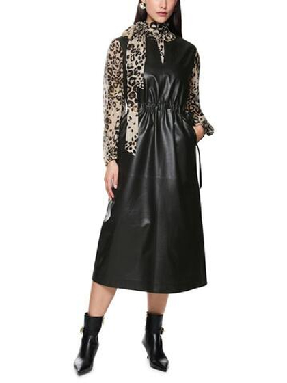 Marc Cain Платье из натуральной кожи с кулиской на талии