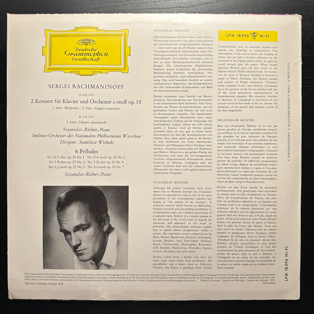 Рахманинов, Рихтер - Концерт для фортепиано с оркестром № 2 до минор, 6 прелюдий (Германия 1963г.)