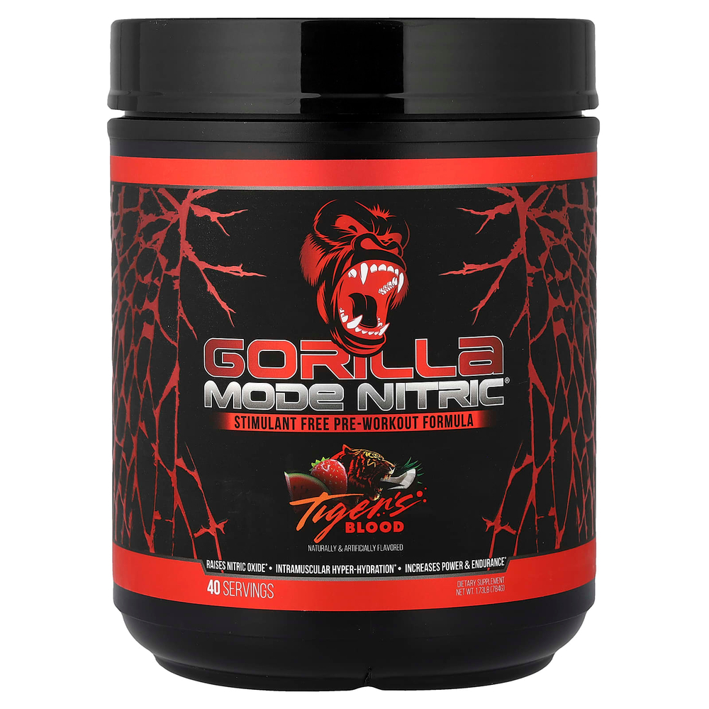 Gorilla Mind, Mode Nitric®, предтренировочная добавка без стимуляторов, «тигровая кровь», 784 г (1,73 фунта)
