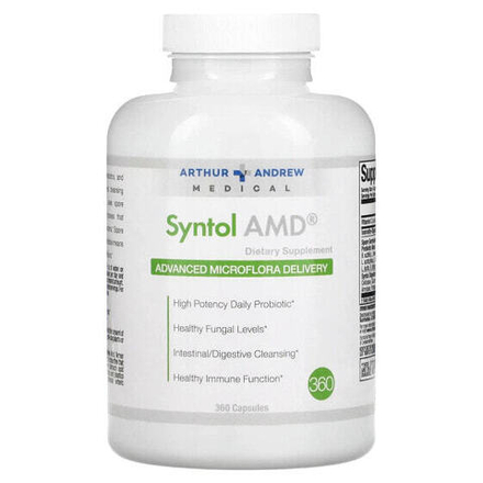 Пребиотики и пробиотики Arthur Andrew Medical, Syntol AMD, Advanced Microflora Delivery, средство для здоровой микрофлоры, 500 мг, 360 капсул