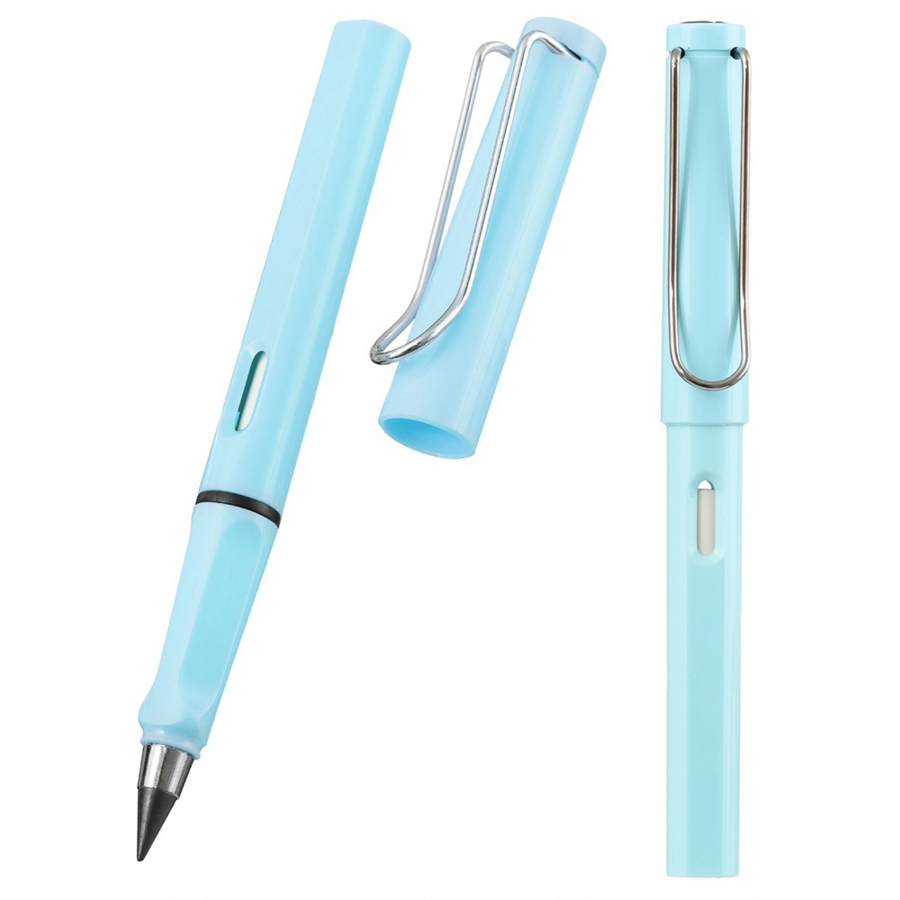 Карандаш вечный, чернографитный, Basir, с ластиком, голубой корпус