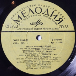 Винтажная виниловая пластинка LP Веселые Ребята Музыкальный Глобус (СССР 1982) Никогда Не Поверю