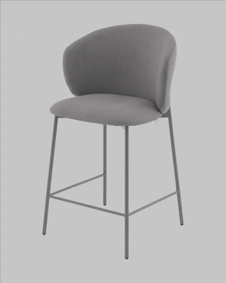 Полубарный стул Blaze 60 см, серый велюр, серые ножки