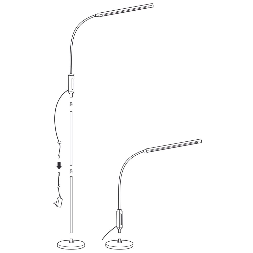 ULM-T619 10W-3000-6500K-DIM BLACK Торшер напольный светодиодный. 10W. с регулировкой наклона. Сенсорный выключатель. Диммер. Черный. ТМ Uniel