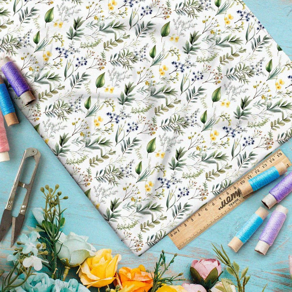 Ткань премиум интерлок луговое разнотравие