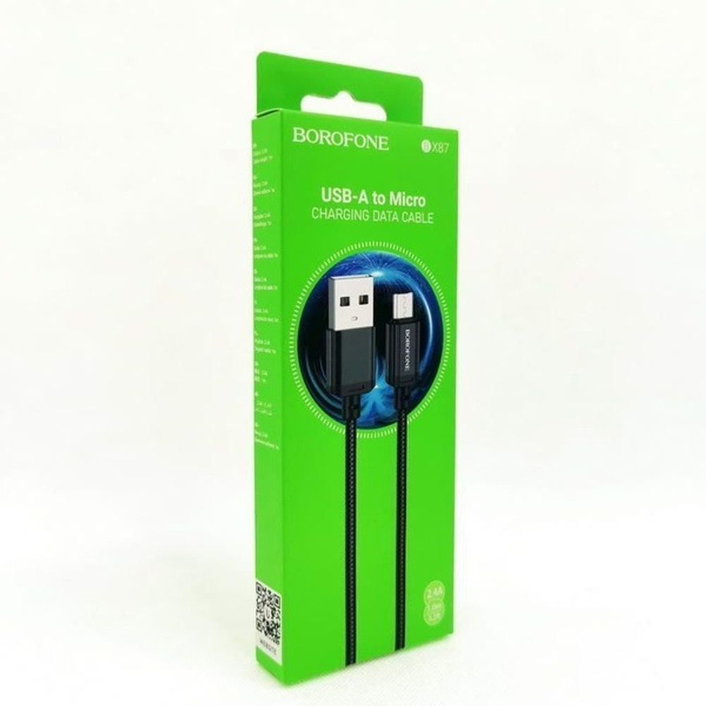 Кабель Borofone BX87 Micro USB 2.4А черный 1 м
