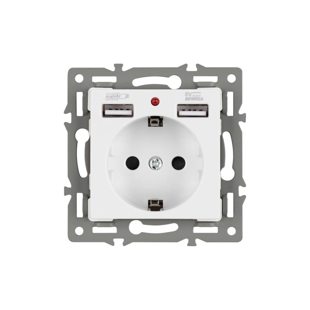 Механизм розетки с USB зарядкой SCT-MUAA-PL-WH (250V, 16A) (Arlight, -) 043733