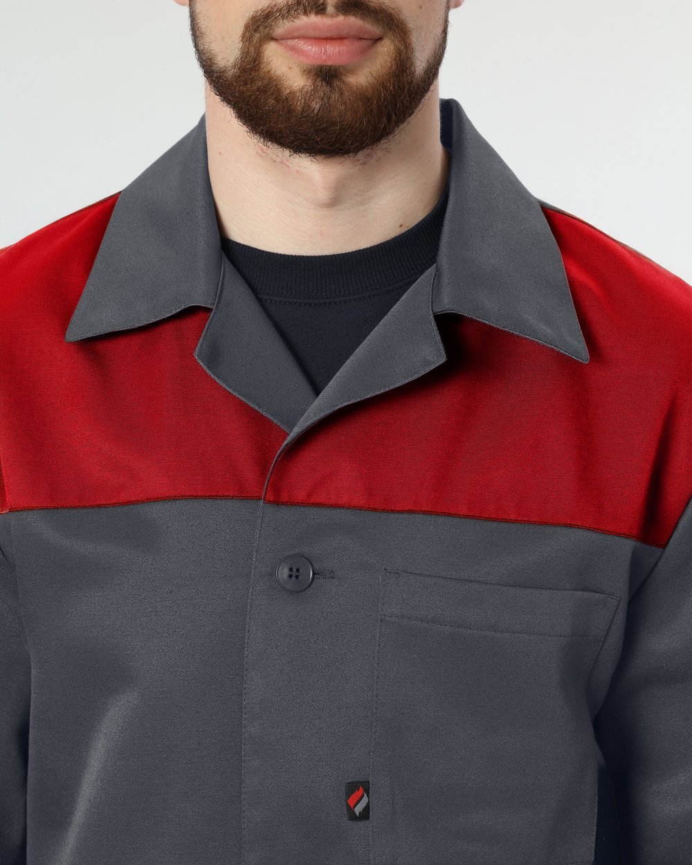 Халат Лигор (тк.Смесовая,210), т.серый/красный