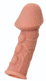 Насадка на фаллос с пузыриками, венками и ребристостью Extreme Sleeve 009 S-size - 12,7 см. (Цвет: телесный)
