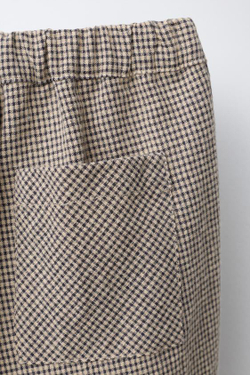 ZARA БРЮКИ В КЛЕТКУ ВИШИ, ЧЕРНЫЙ/ЭКРЮ