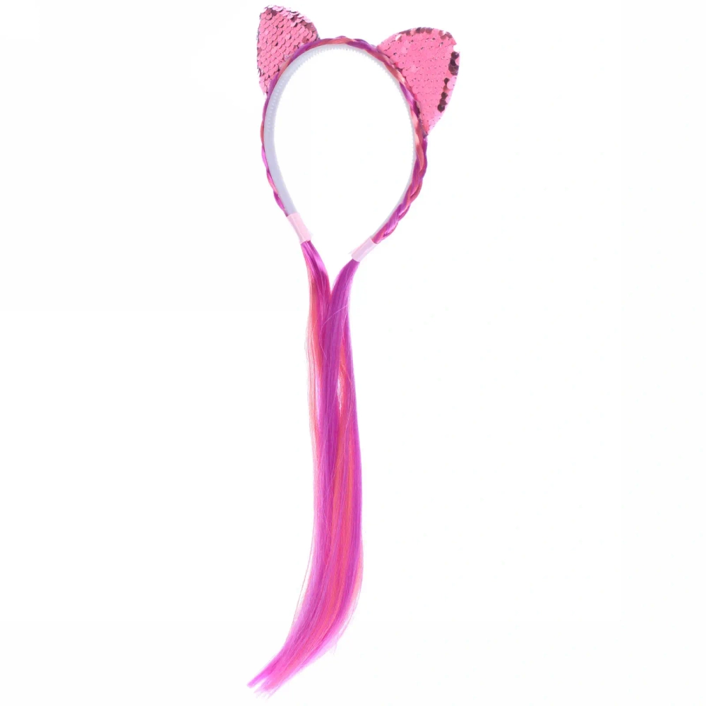 Ободок карнавальный с косой «Радужная кошка» 40 см, микс