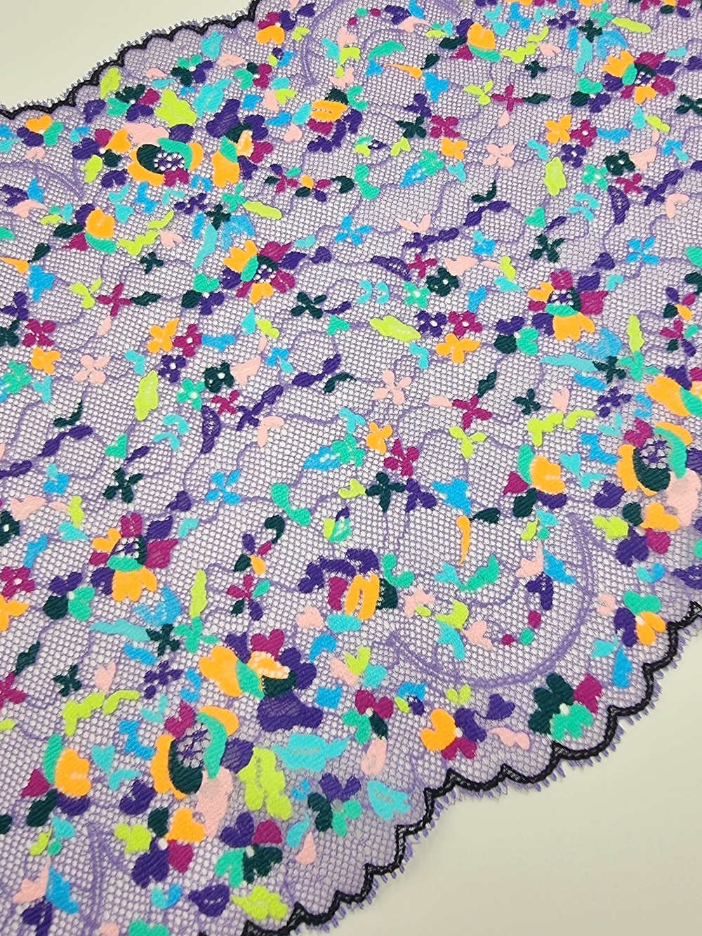Кружево эластичное фиолетовое/мультиколор К620