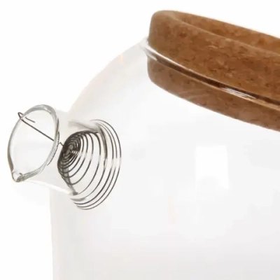 Чайник заварочный стеклянный 800мл «Хай-Тек» с пробковой крышкой