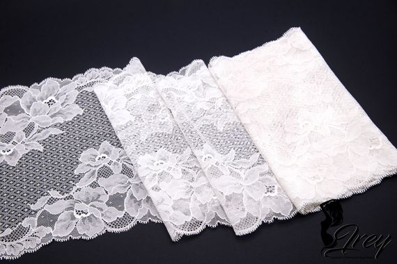 03-259 ОПТ Кружево эластичное 22 см, цветы/ромбик, айвори 004