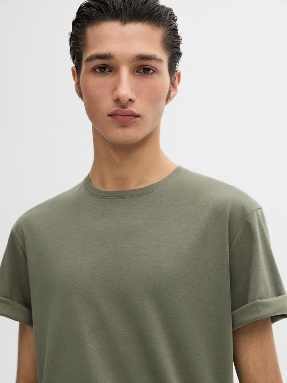 Massimo Dutti Футболка с круглым вырезом, зеленый