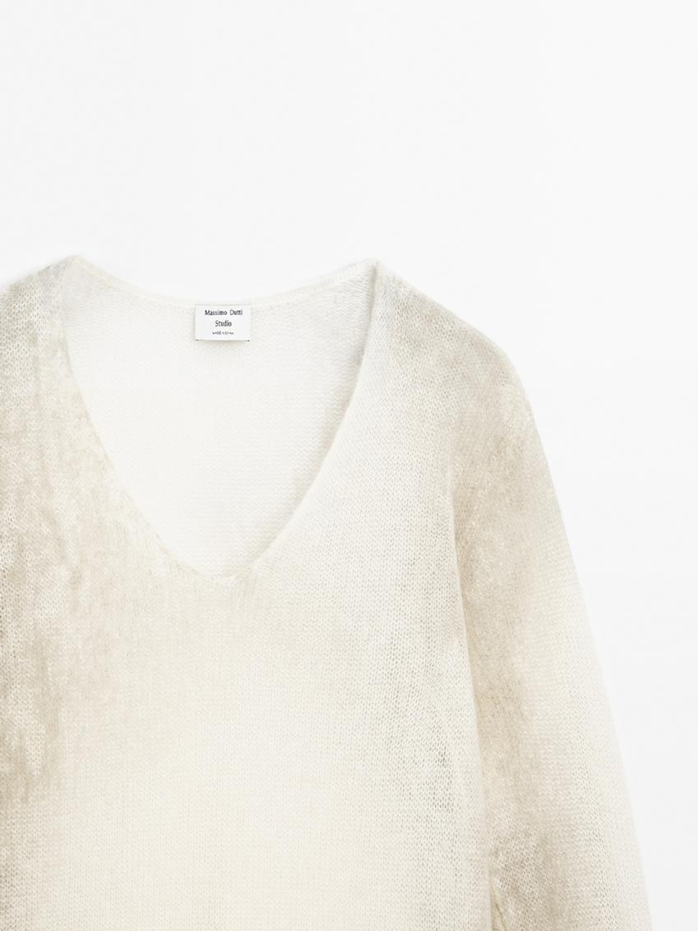 Massimo Dutti Трикотажный свитер - Studio, натуральный, кремовый