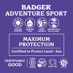 Badger, Adventure Sport, минеральное солнцезащитное средство с прозрачным цинком, SPF 50, без запаха, 68 г (2,4 унции)