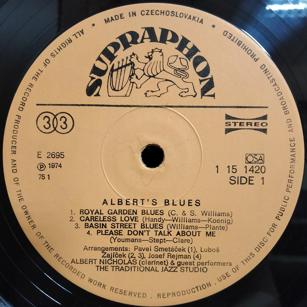 Albert Nicholas And The Traditional Jazz Studio / Albert's Blues (LP)