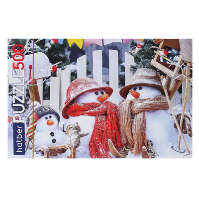 "Premium" ПАЗЛЫ для детей 500 элементов А2ф 480х330мм -Забавные снеговики-