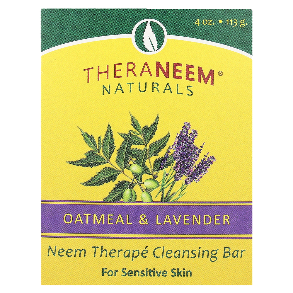 Organix South, TheraNeem Naturals, Neem Therapé, очищающее мыло для чувствительной кожи, овсянка и лаванда, 113 г (4 унции)