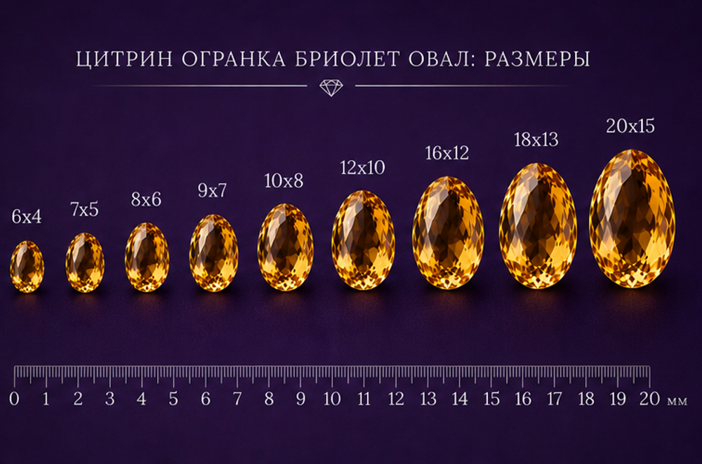 Цитрин Огранка Бриолет Овал
