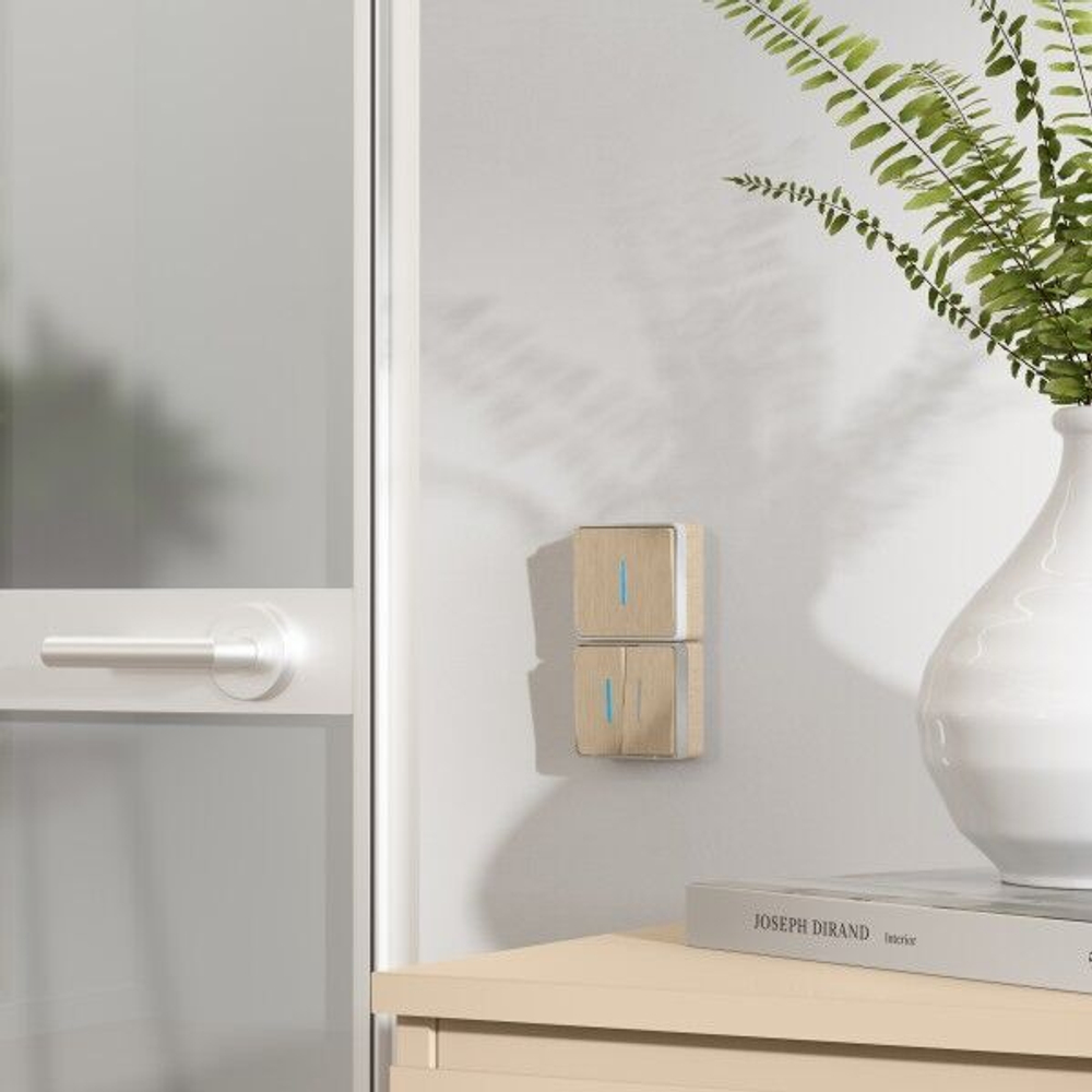 Выключатель одноклавишный с подсветкой Gallant (шампань рифленый)