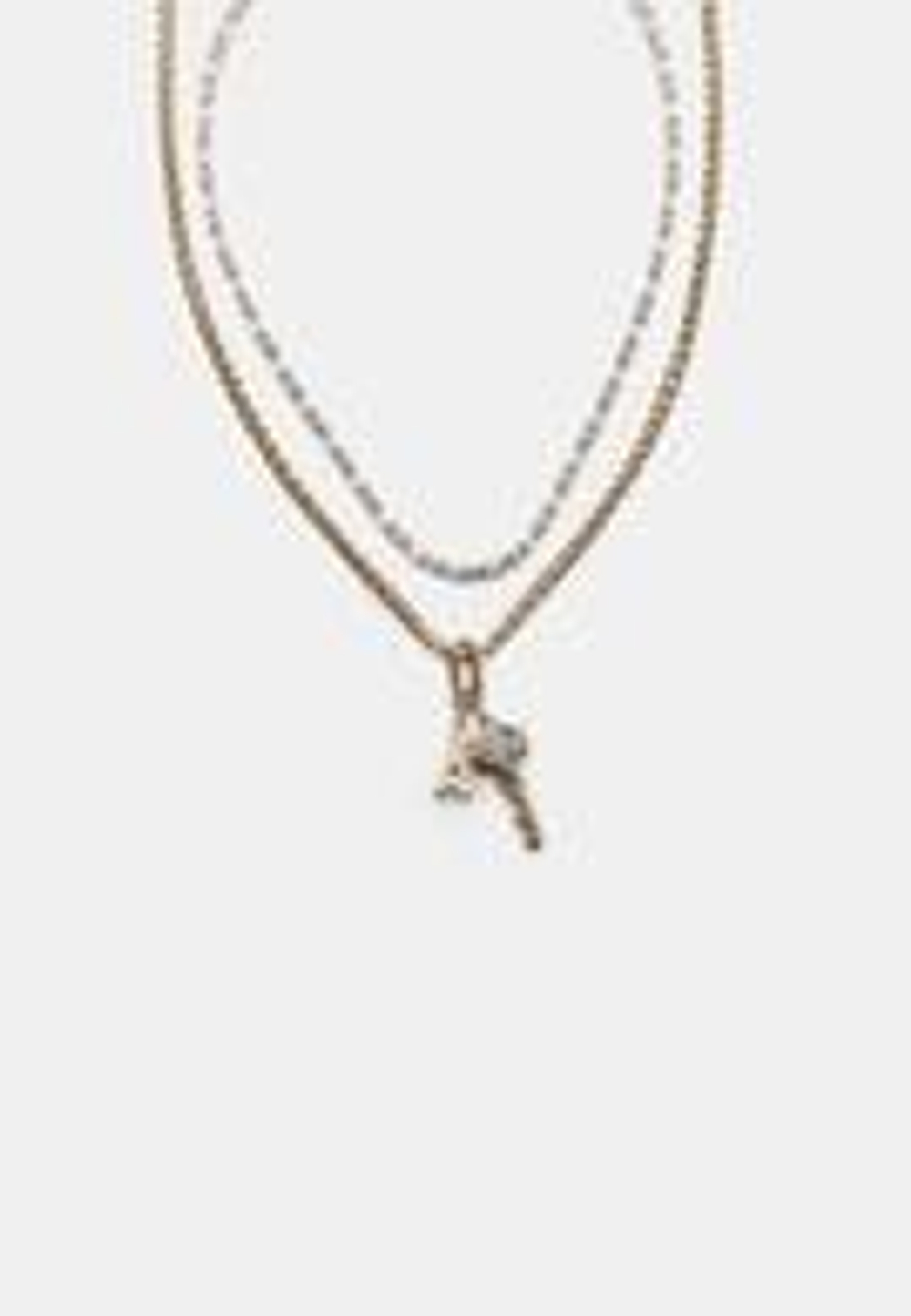 STRADIVARIUS Комплект из 2 ожерелий со стразами и подвесками, золотой