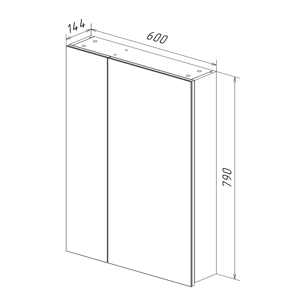 Шкаф зеркальный Lemark UNIVERSAL 60х80 см 2-х дверный, цвет корпуса: белый глянец