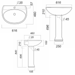 Умывальник-тюльпан "Виктория-60" с отв (Sanita)