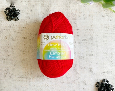 Пряжа "Детская новинка", 100% акрил, 50 гр., 200 м, №06 красный