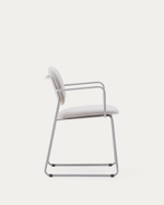 Стул Meli из бежевого шенилла с бежевой металлической структурой