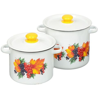 Набор эмалированной посуды 4 пр, кастрюли 3.5,5.5 л, Сиб товары, Смородина 20, N20B23