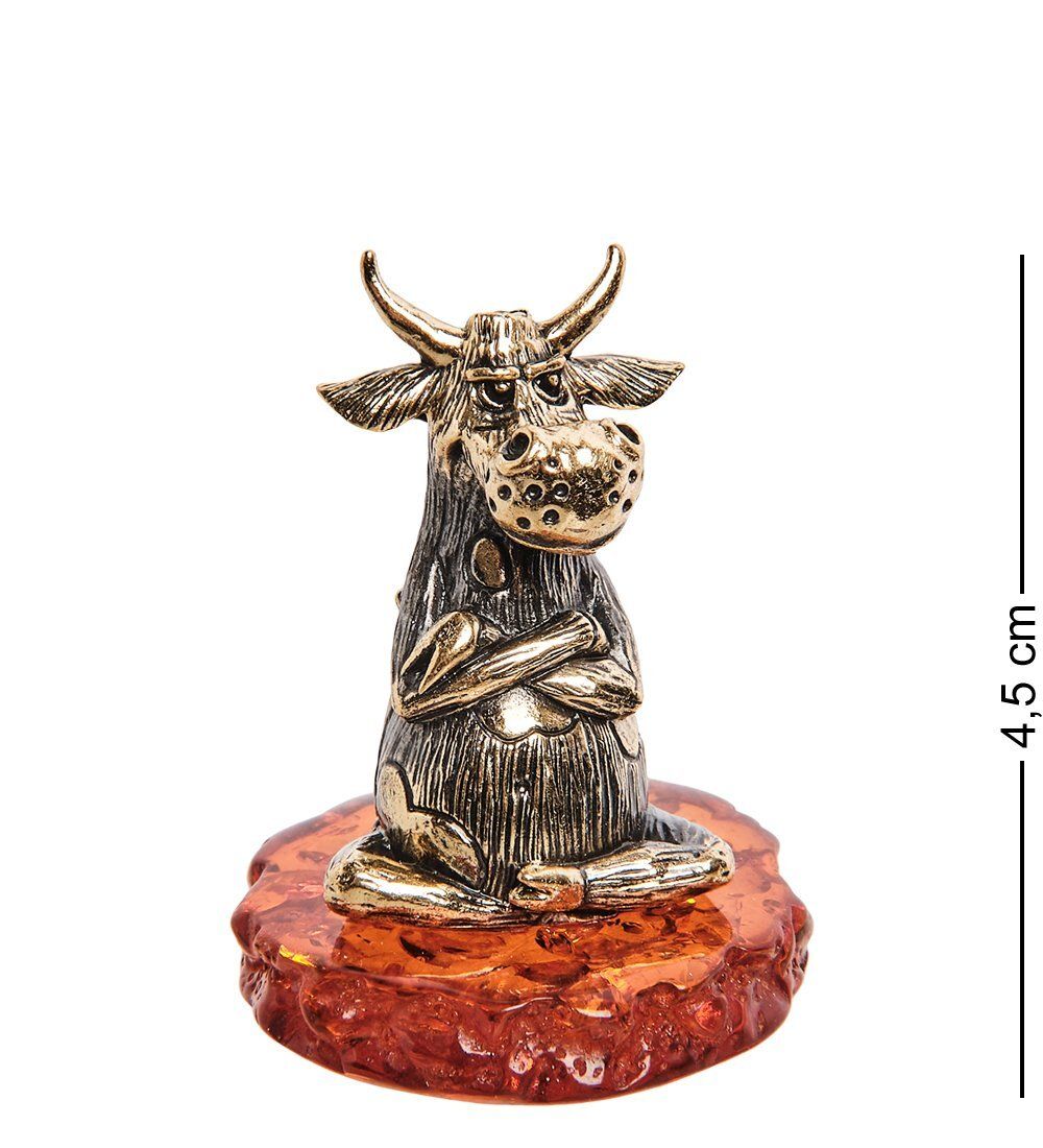 Народные промыслы AM-2827 Фигурка «Бык» (латунь, янтарь)