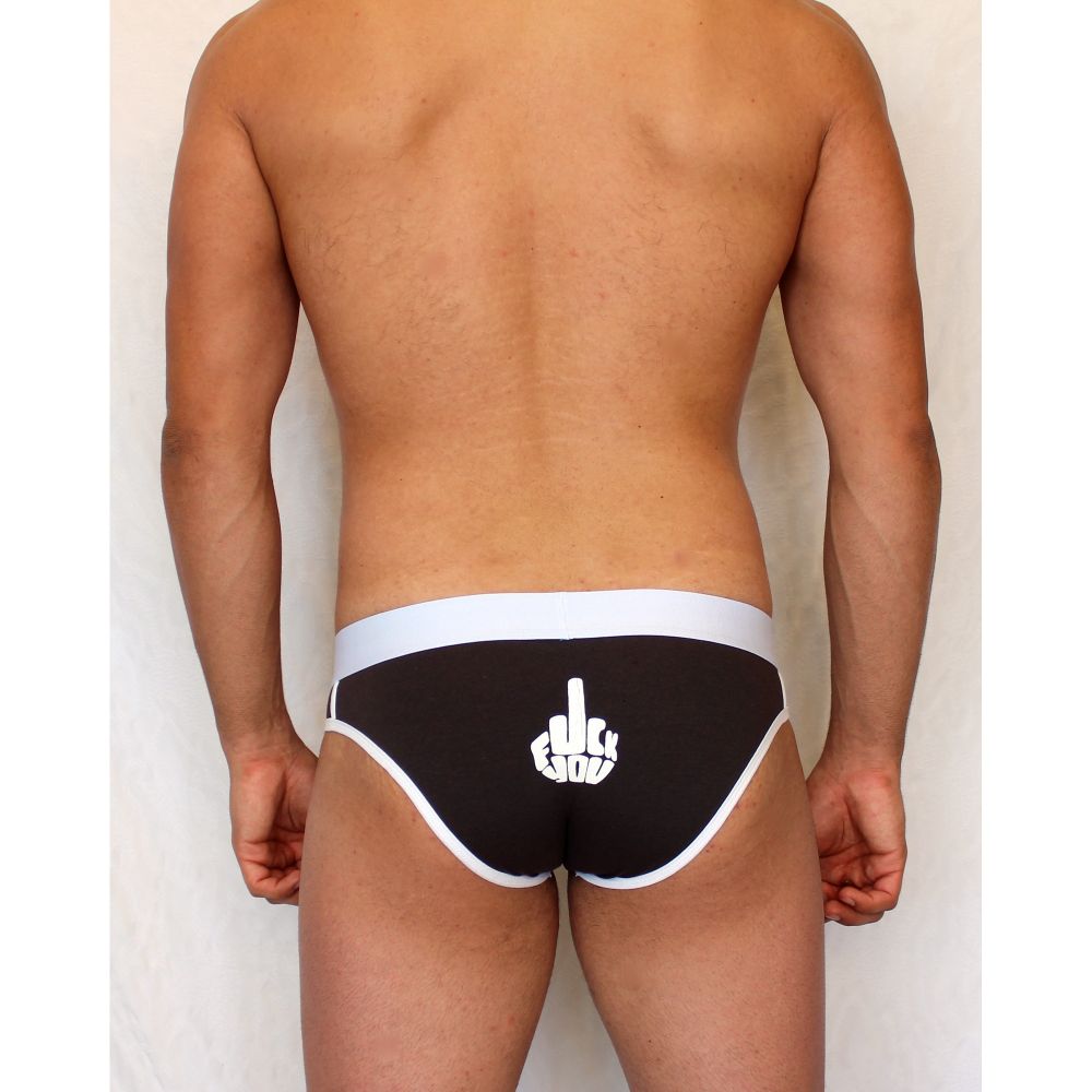 Мужские трусы слипы коричневые &quot;Fuck you&quot; Boefje