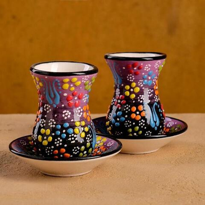 Чайный набор на 6 персон "Рельеф сиреневый" 120мл